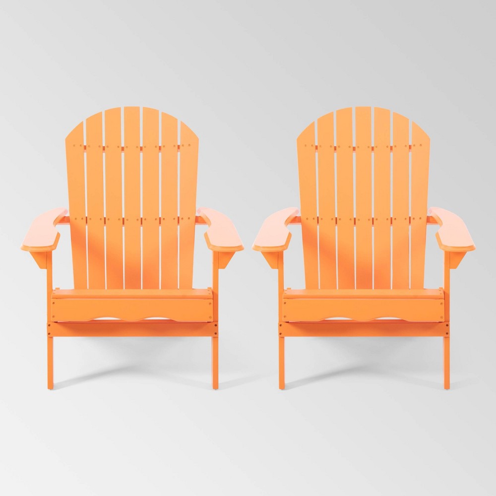 Photos - Garden Furniture Hanlee 2pk Acacia Wood Folding Adirondack Chairs - Tangerine - Christopher