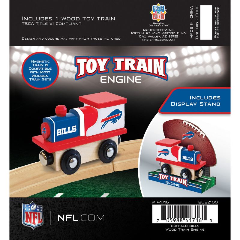 MasterPieces Officially Licensed NFL Buffalo Bills Wooden Toy Train Engine For Kids, 4 of 7