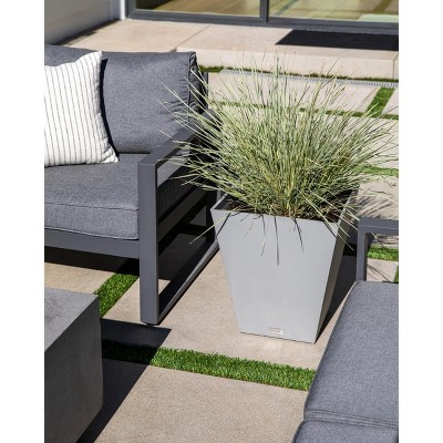 Nobleton Modern Gray 18" Square Recycled Plastic Planter Set