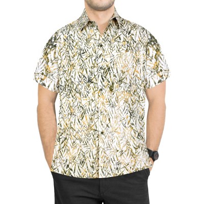 LA LEELA Men's Button Down Short Sleeves Casual Hawaiian Shirt Beach Aloha Party Summer Holidays Vacation Shirts For Mens