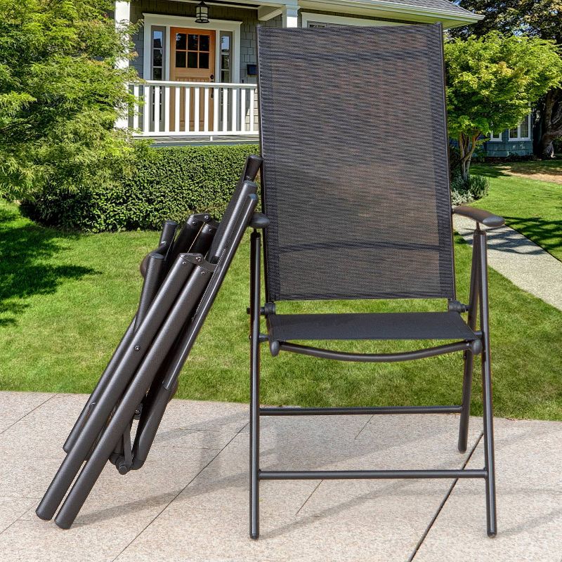 4pk Adjustable Patio Folding Chairs - Black - Captiva Designs, 5 of 11