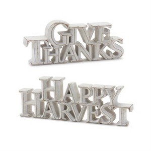 Happy Harvest and Give Thanks Sign Set of 2 – 3.5 in Height Fall Tabletop Decor By Melrose - 1 of 3