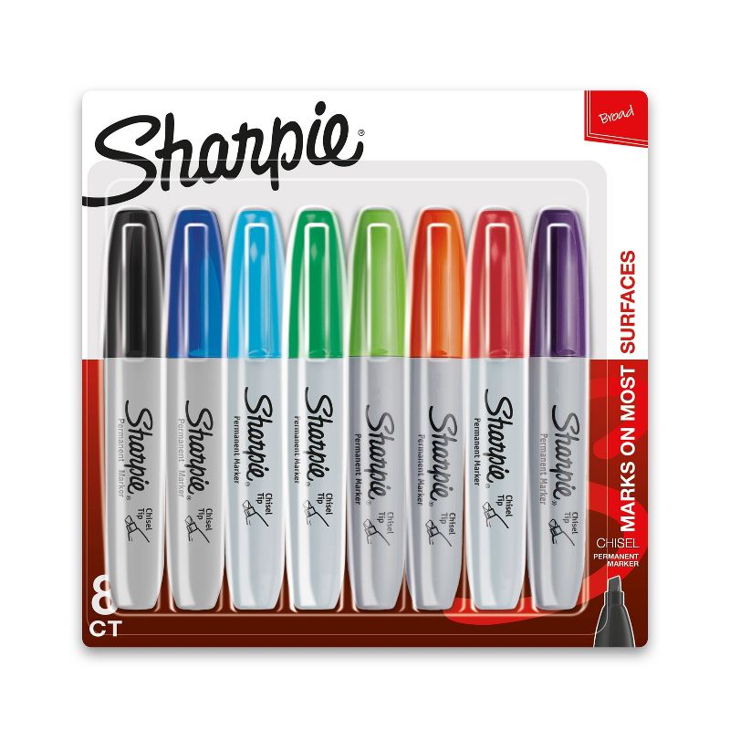 Sharpie 8pk Permanent Markers Chisel Tip Multicolored, 1 of 9
