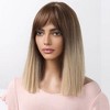 Jessie's Wig 16 Inch Straight Short Bang Bangs With Wig Non Lace Synthetic Hair Ombre Brown to Blonde 1 Pc/Pack - 2 of 4
