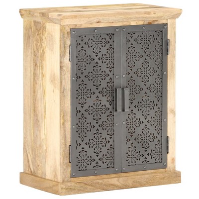 vidaXL Sideboard with Steel Doors 23.6 in.x13.8 in.x29.5 in. Solid Mango Wood