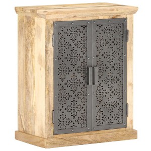 vidaXL Sideboard with Steel Doors 23.6 in.x13.8 in.x29.5 in. Solid Mango Wood - 1 of 4