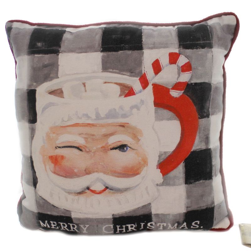 Round Top Collection 13.5 Inch Santa Cocoa Mug Pillow Holiday Gift Candy Cane Face Throw Pillows, 1 of 3