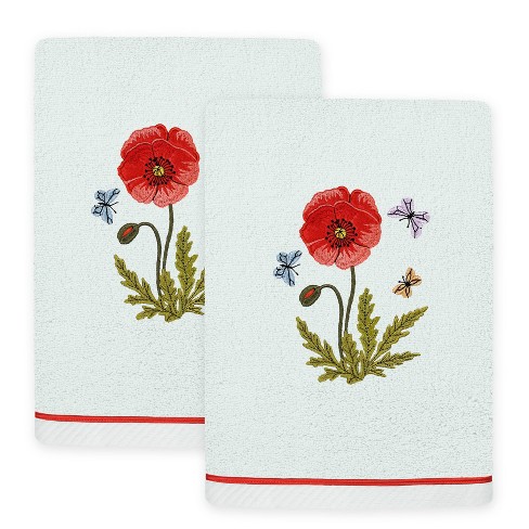 BUTTERFLIES Flowers Floral & Aqua Ribbed Microfiber Kitchen Towels