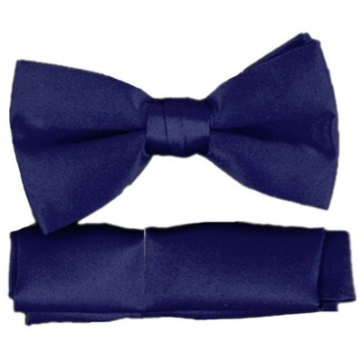 New Boy's Solid Pre Tied Bow Tie and Hanky Set