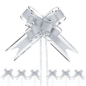 Unique Bargains Plastic Gold Edge Satin Gift Wrap Bows Pull Bows 20 Pcs - 1 of 4