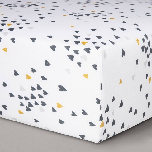 Fitted Crib Sheet Hearts Cloud Island Gold Black Target