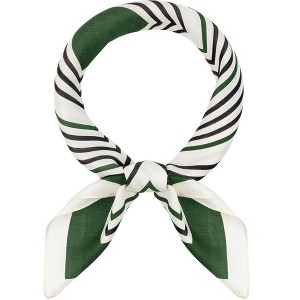 INSPIRE CHIC Women's Satin Striped Square Contrast Color Neckerchief Neck Scarves 1 Pc - 1 of 4