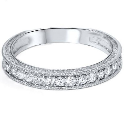 Pompeii3 1/3ct Pave Diamond Vintage Wedding Ring 14K White Gold SZ 7 - Size 7