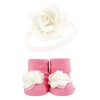 Hudson Baby Infant Girl Headband and Socks Giftset, Pink Gray, One Size - 3 of 4