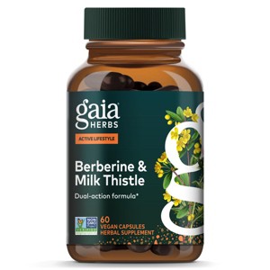 Gaia Herbs Berberine & Milk Thistle – Vegan, non-GMO capsules for metabolic & liver support with berberine, milk thistle & ginger. 60 caps. - 1 of 4