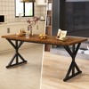 Vipbear Farmhouse Dining Table for 6 People,70.8 Inch Rectangular Wood Dining Table, Rustic Kitchen Table with Heavy Duty Metal Legs for Dining Room - 4 of 4