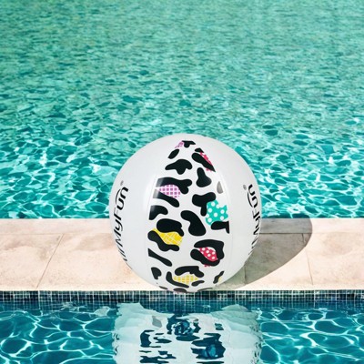 INFURNIC Nature Exploration Toys Leopard Print Beach Ball Beach Balls, Outdoor Water Activities Pool Toys For Adults, Kids, White, 4"*4"