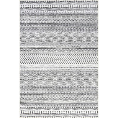 Nuloom Kira Striped 4x6 Machine Washable Indoor Area Rug for Living Room Bedroom Dining Room Kitchen, Grey/Ivory