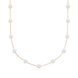 Ross-Simons 6-6.5mm Cultured Pearl Station Necklace in 14kt Yellow Gold - 1 of 4