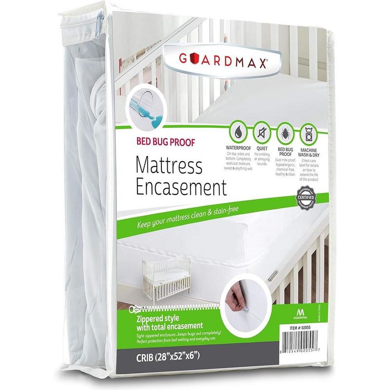 Guardmax Waterproof Mattress Protector Encasement with Zipper - White, 1 of 12