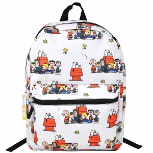 Mochila escolar de nylon de 16 pulgadas para niños, con bolsillo frontal, de Charlie Brown y Peanuts