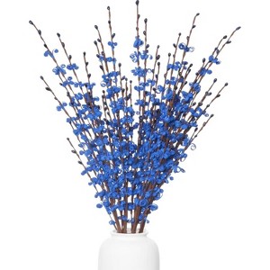 Attop 5Pcs Jasmine Blue Flowers Artificial 29.5 75cm Long Stem Patriotic Flower with Mini Berry Bouquet for Graduation Party DIY Flor - 1 of 4