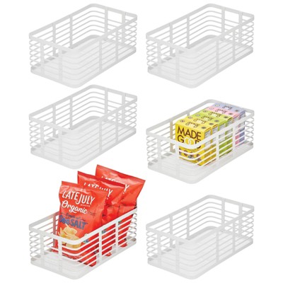 Mdesign Woven Farmhouse Kitchen Pantry Food Storage Basket Box, 6 Pack,  White, 16 X 12 X 6 : Target