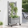 vidaXL Plant Pot with Trellis Wheels, Flower Box with Trellis, Planter for Patio, Garden, Plant Box, Grey Solid Wood Fir, 40 x 30 x 97.5 cm, 3207645 - 3 of 4