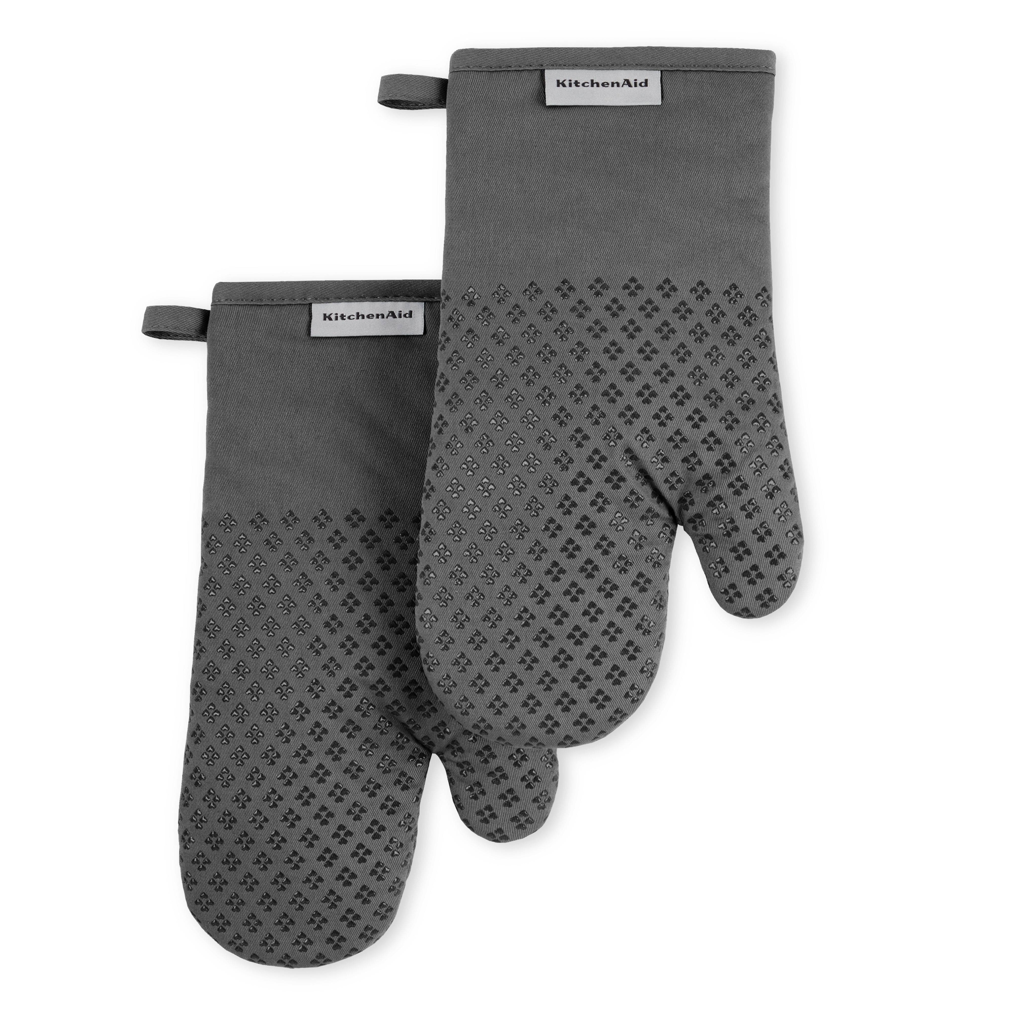 KitchenAid 2pk Cotton Asteroid Oven Mitts Dark Gray