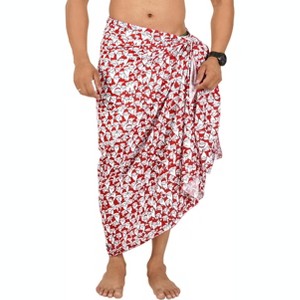 HAPPY BAY Men's Christmas Tree Swim Bath Trunk Swimsuit Regular Surfing Swimwear Sarong Long Pareo Beach Gifts Wrap for Men One Size Red - 1 of 4