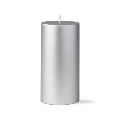 tagltd Silver Metallic Pillar Paraffin Wax Candle 3X6 Unscented Drip-Free Long Burning 80 Hours For Home Decor Wedding Parties