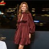 Women's Festive Maroon Mockneck Long Sleeves Satin Mini Dress - Cupshe - 4 of 4