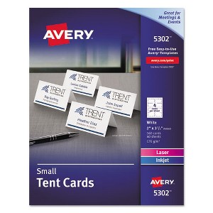 Avery Small Tent Card, White, 2 x 3.5, 4 Cards/Sheet, 40 Sheets/Pack - 1 of 4