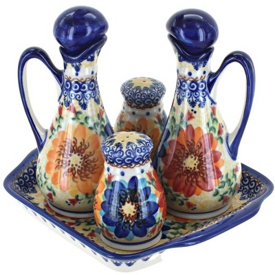 Blue Rose Polish Pottery 41 Vena Table Accessory Set