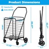 NAYSAYE Foldable Utility Dolly Grocery Cart with Shelf and Swivel Wheels for Easy Transport and Heavy Loads, Black, 19.5"*39"*9" - 3 of 4