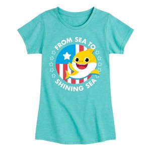 Girls' - Baby Shark - From Sea to Shining Sea Fitted Short Sleeve Graphic T-Shirt - 1 of 4