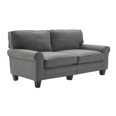 Gray Fabric Rolled Arm Sofa with Removable Cushions