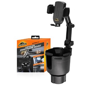 Armor All 2-in-1 Cup Holder Cell Phone Holder, Dual Cellphone Car Mount and Cupholder, XL Cupholder Holds Bottles, 6” in Arm 360° Degree Rotatable - 1 of 4
