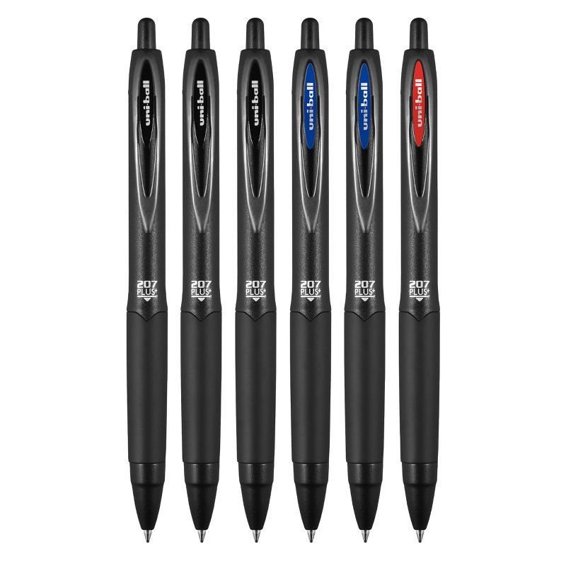 uniball 6pk 207 Plus+ Gel Pen 0.7mm Medium Point Multicolored Ink, 3 of 14