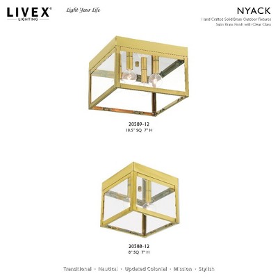 Elegant Satin Brass 4-Light Flush Mount with Clear Glass