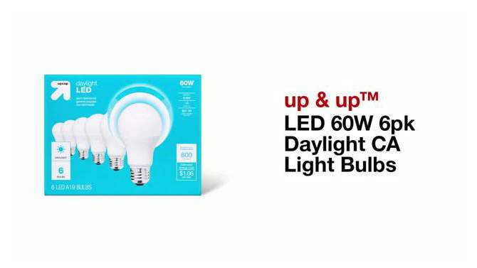 LED 60W 6pk Daylight CA Light Bulbs - up &#38; up&#8482;, 2 of 5, play video