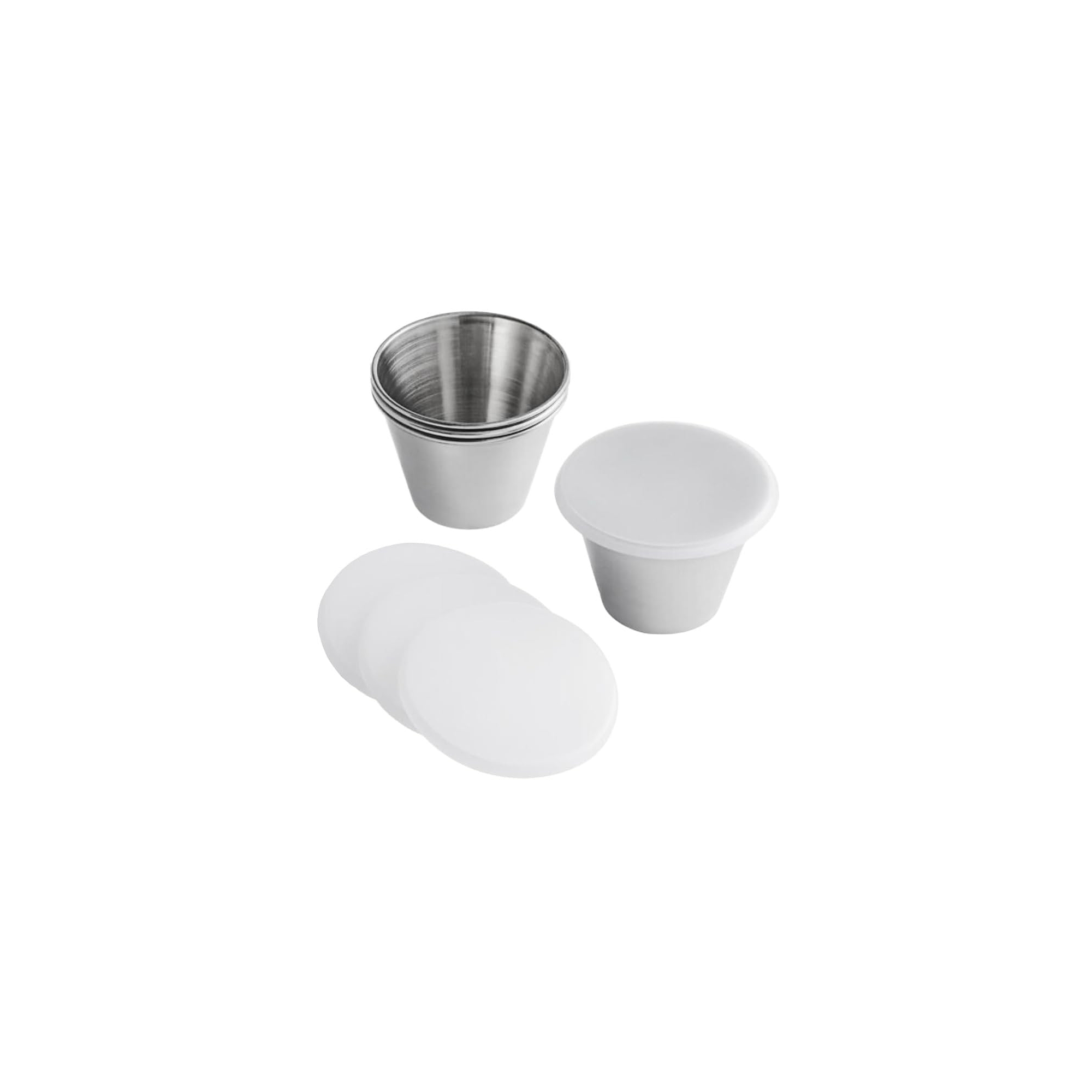 Chef Craft 3oz Stainless Steel Condiment Cups with Lids, Set of 4