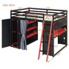 Luxystar Modern Gaming Full Size Loft Bed With Desk, Power Outlets, RGB Lighted Pegboard, Storage Bookcase And Wardrobe - 4 of 4