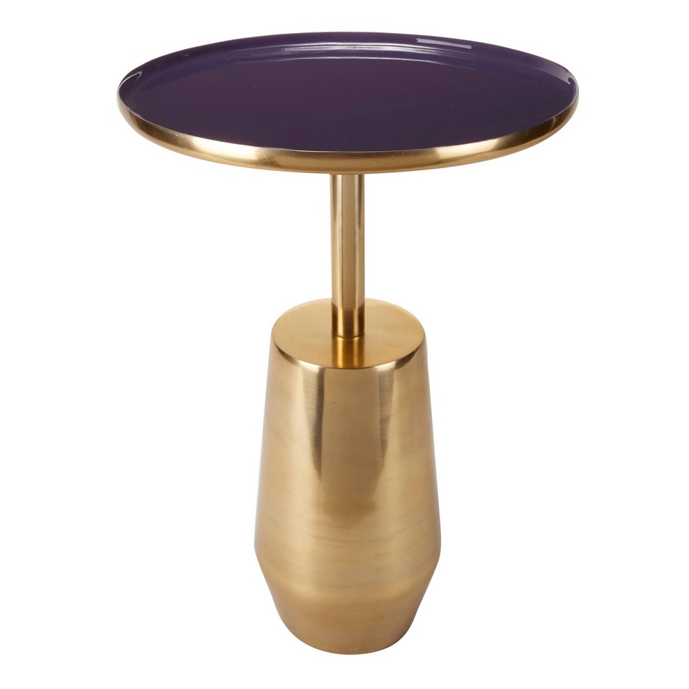 Side Table Round Aluminum Purple and Gold Olivia & May