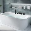 Cobbe Matte BlackWaterfall Bath Faucet Set with 7.09-Inch Wide Tub Spout and Hand Shower Single Handle Control 4-Hole Installation - 2 of 4