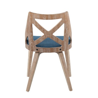 Charlotte White Washed Wood & Blue Fabric Dining Chairs - Set of 2