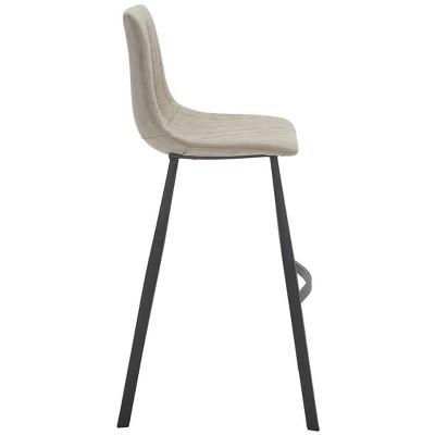 Modern Saddle Style Gray Leather Bar Stool with Metal Base