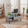 CENGHU 39" Wood Lift Top Coffee Table with Hidden Compartment and Storage Shelf, Dining Table with Wood Legs for Living Room, Reception Room, Grey - 4 of 4