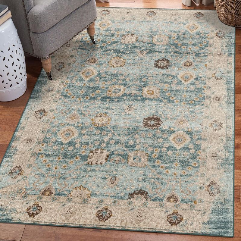 Luxe Weavers Floral Distressed Area Rug, Boho Chic Carpet, 2 of 8