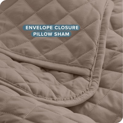 Taupe Diamond Stitched Microfiber Twin Quilt Set